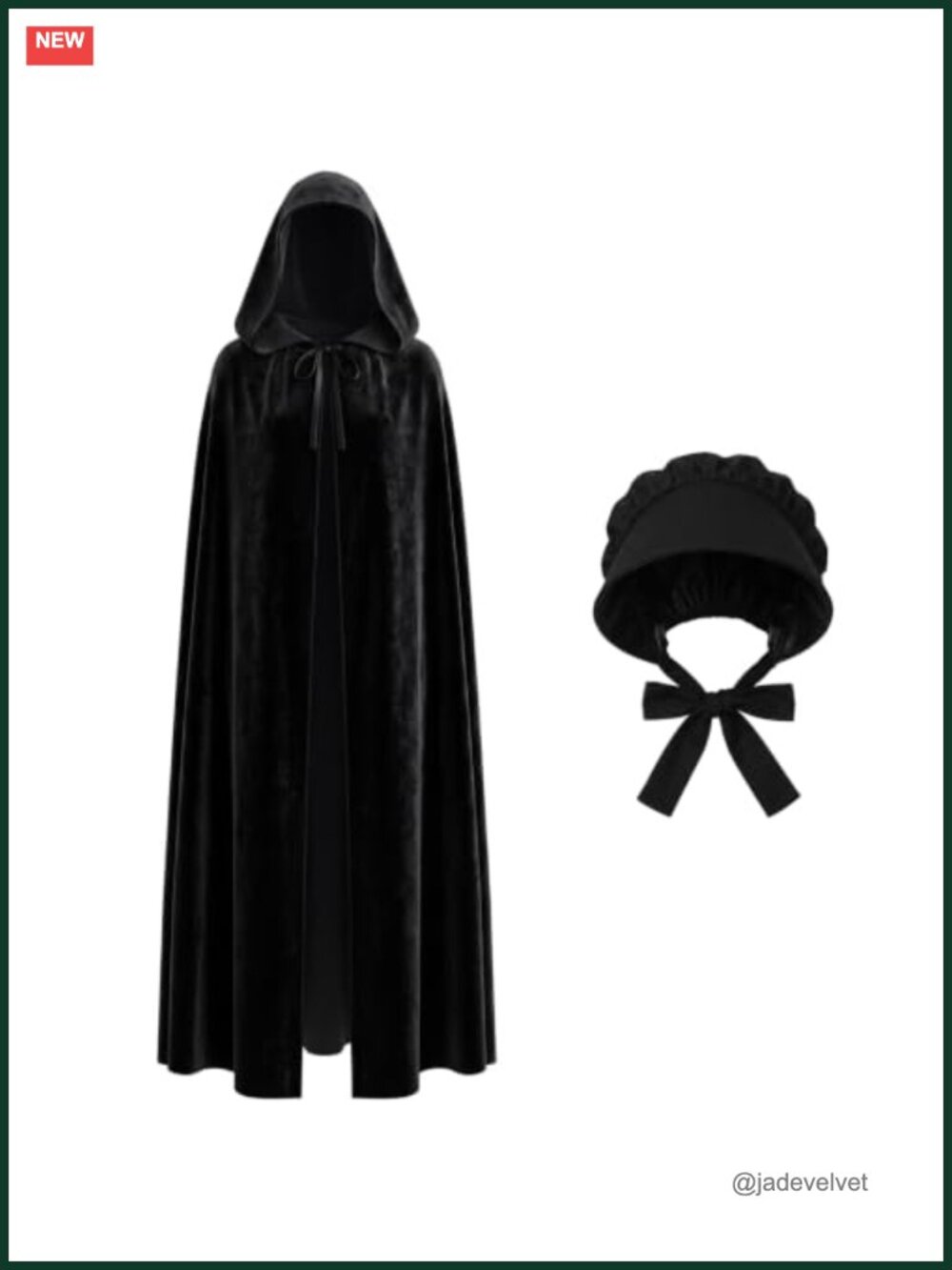 Women's Handmaid Costume Hooded Velvet Cloak with Bonnet Set Cosplay Halloween